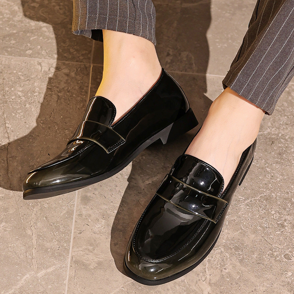 Men's Black Patent Leather & Velvet Loafers | Red Lining Silver Bar Strap Luxury Formal Dress Shoes