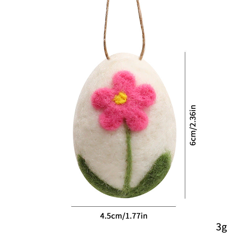 Felt Wool Easter Ornament Set 6pc | Handmade Chick Bee & Flower Egg Hanging Decorations | Spring Tree & Home Decor