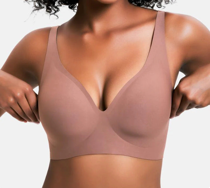 Women's Wireless Bralette with Adjustable Straps ? Seamless Deep V Comfort Bra in 7 Colors & Prints