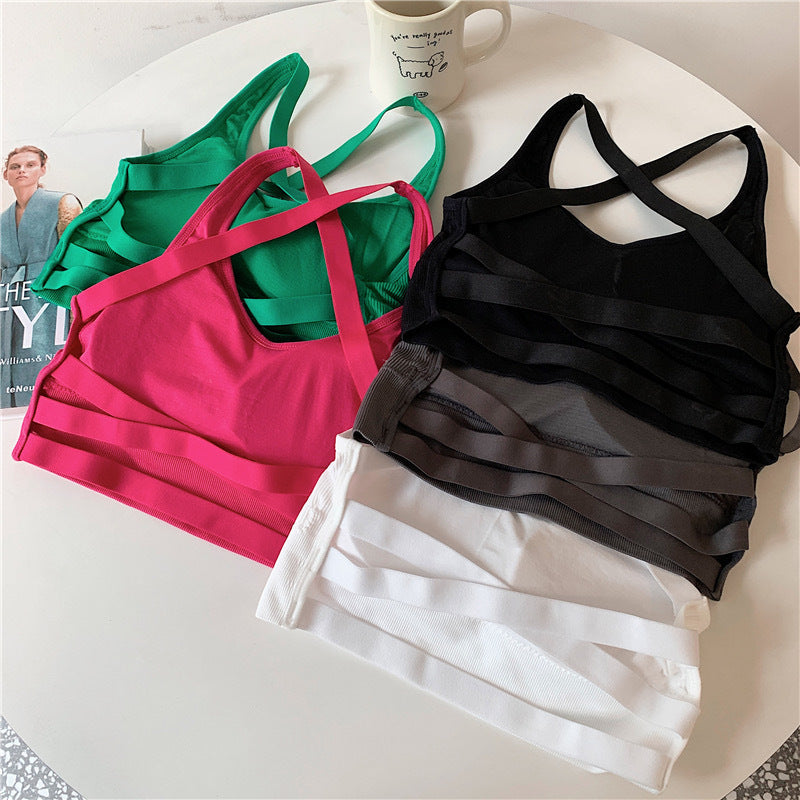 Women's Cross Back Strappy Crop Top | Backless Tank Top | Y2K Korean Style Fitted Cami | Multiple Colors
