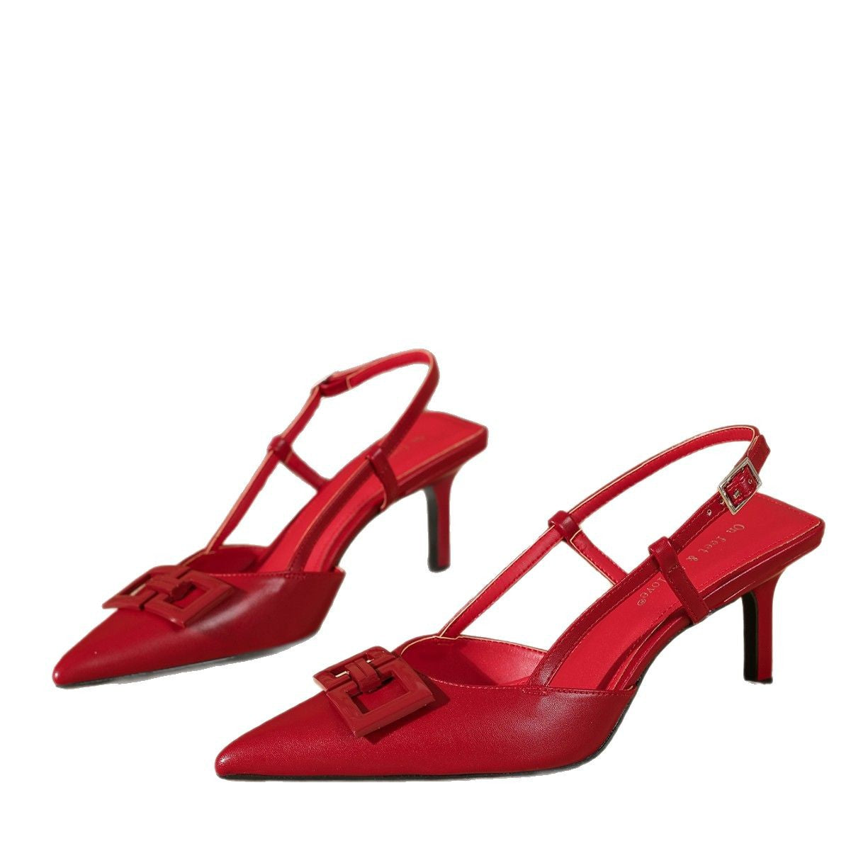 SEO-Titel: 
Schwarze Slingback-Pumps mit spitzer Zehenpartie und goldener Schnalle | Stiletto-Pumps mit rotem Futter für Damen | Elegante Schuhe für Büro, Hochzeit und Party 