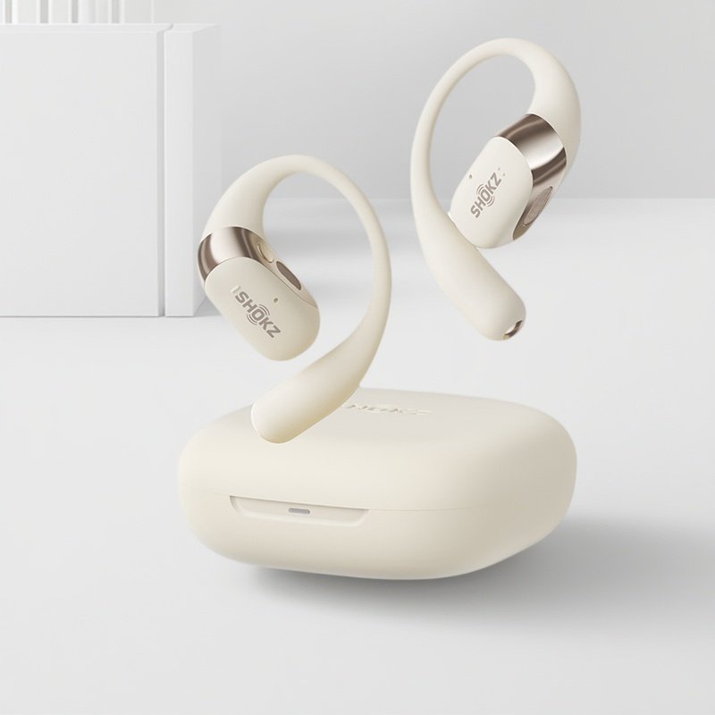 Shokz OpenFit Wireless Open Ear Earbuds Bluetooth 5.2 Secure Ear Hook Sport Headphones IPX5 Waterproof 28H Battery Awareness Safe Running Cycling Gym Commute iPhone Android