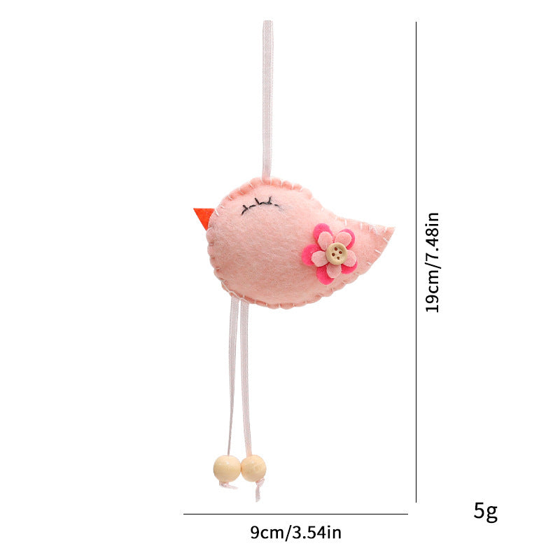 Felt Wool Easter Ornament Set 6pc | Handmade Chick Bee & Flower Egg Hanging Decorations | Spring Tree & Home Decor