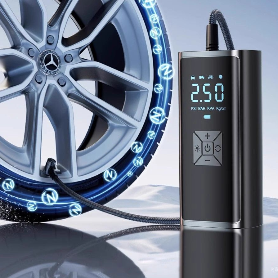 Portable Digital Tire Inflator | Cordless Electric Air Pump with LCD Display PSI BAR KPA for Car Bike