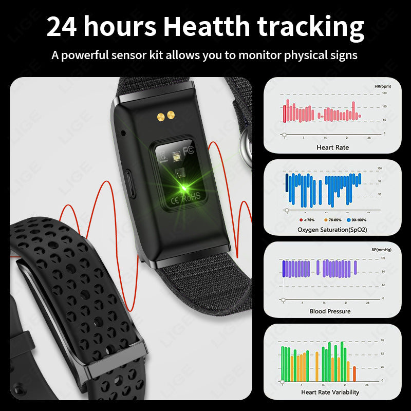 Smartwatch ohne Display, Fitnessband mit Herzfrequenz, Blutsauerstoff, Blutdruck, Schlafmonitor, GPS, 127 Sportmodi und Menstruationszyklus-Tracking