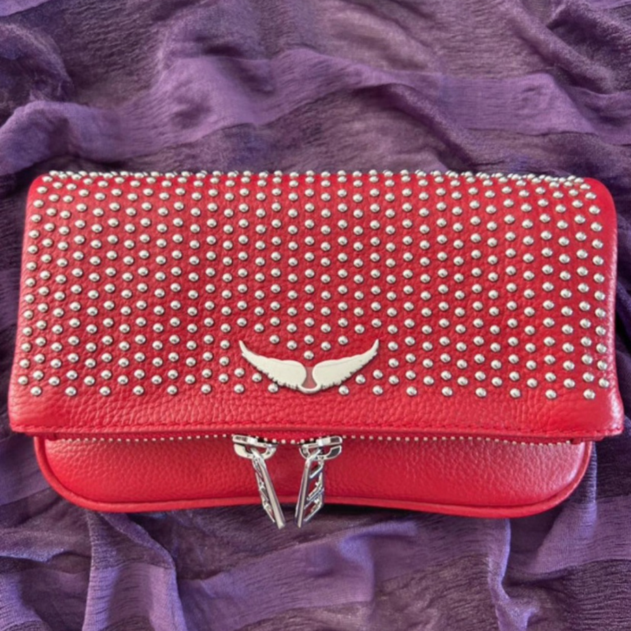 Zadig & Voltaire White Leather Crossbody Bag - Rock Nano Bag with Wings & Chain Strap | Designer Clutch with Tassel