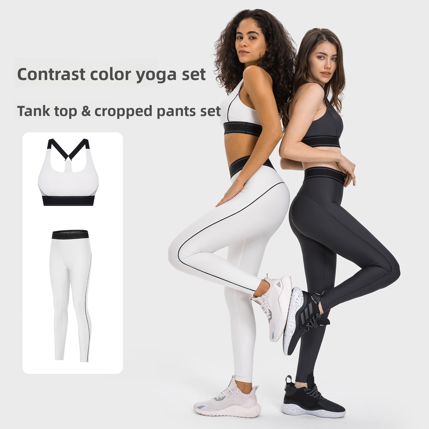 Black 2-Piece Activewear Set | High Waist Leggings & Racerback Sports Bra for Women