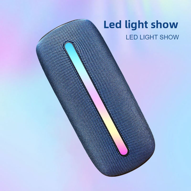 Blue RGB LED Portable Bluetooth Speaker | Fabric Wireless Speaker Deep Bass | Colorful Light Show Indoor Outdoor Party Speaker