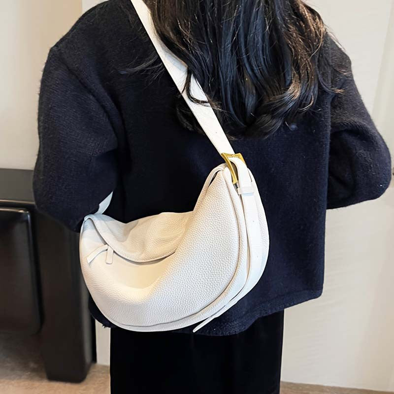 Crescent Shoulder Bag | Pebbled Vegan Leather Half Moon Crossbody Bag for Women