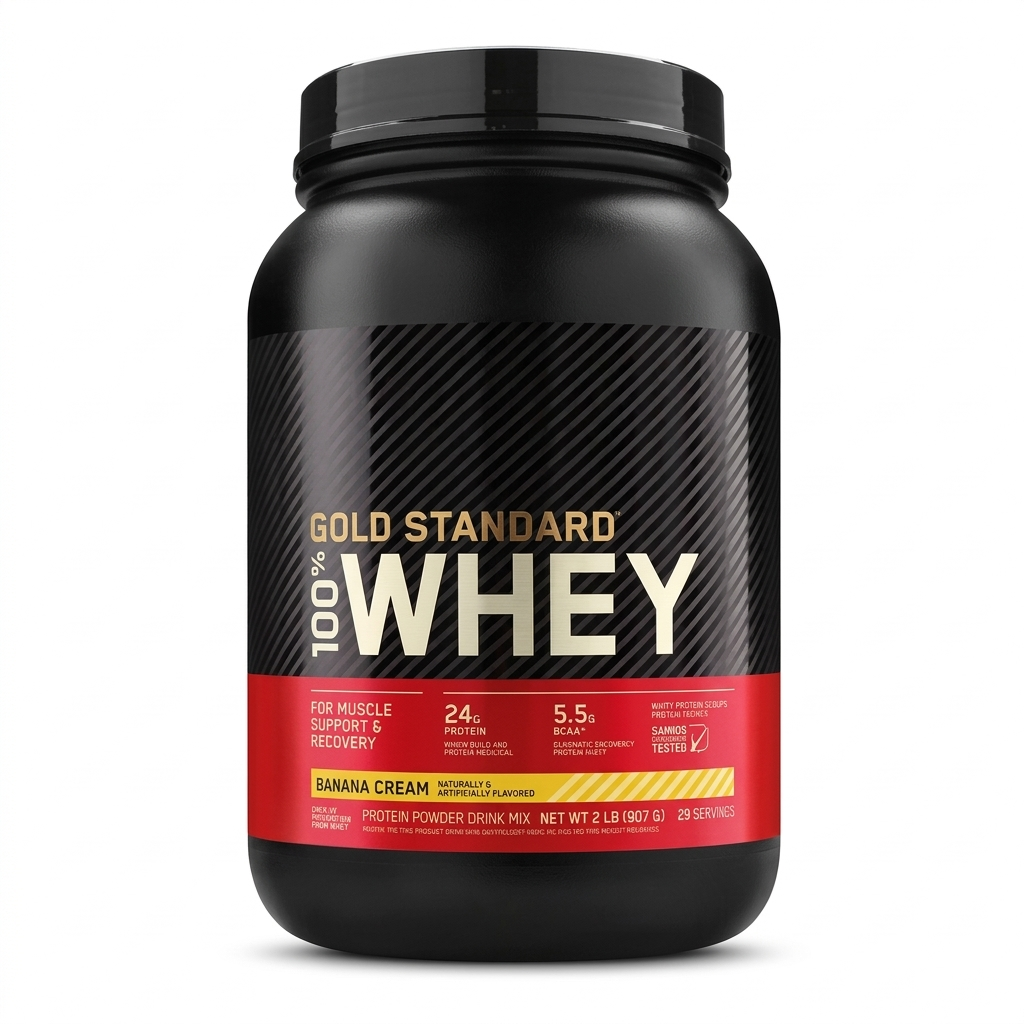 Optimum Nutrition Gold Standard 100% Whey Protein – Banana Cream | Buy One Get One FREE | 24g Protein, 5.5g BCAA | 2 LB x 2