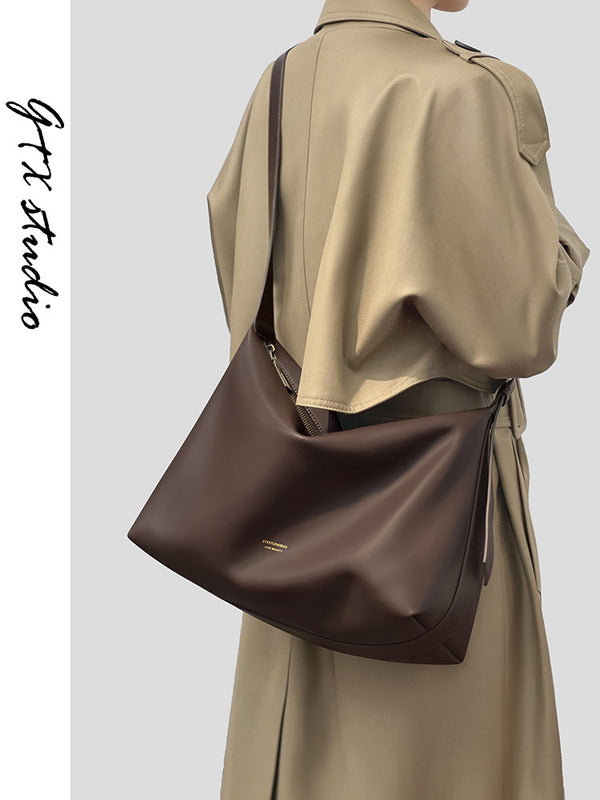 Genuine Leather Chocolate Brown Leather Hobo Bag with Knotted Handle | Slouchy Shoulder Bag