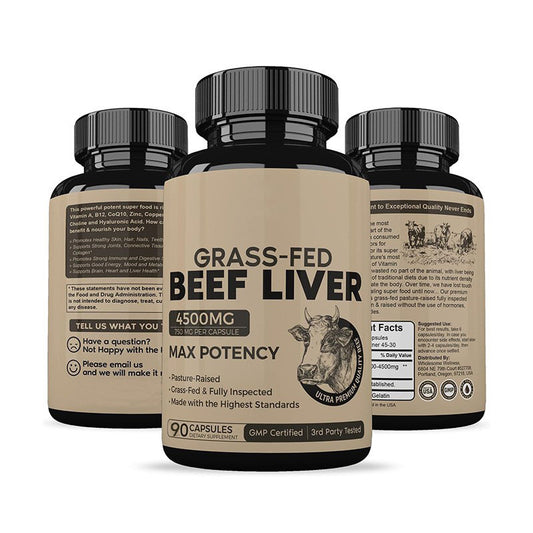 Grass-Fed Beef Liver Capsules 4500mg | Max Potency Pasture-Raised GMP Certified 3rd Party Tested 120 Capsules