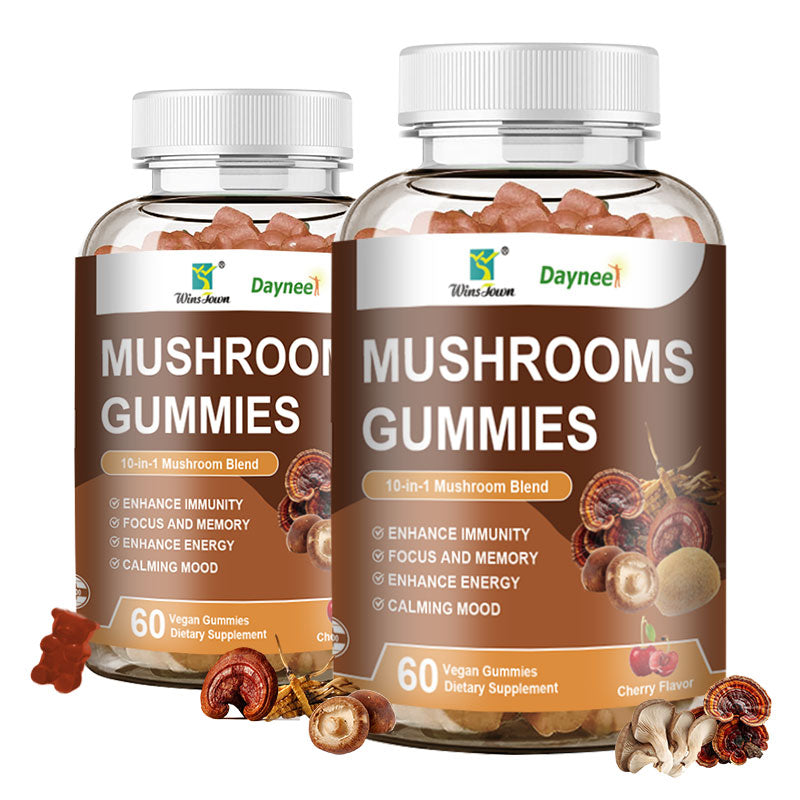 Winstown Daynee 10-in-1 Mushroom Gummies – 60 Vegan Gummies | Immunity, Focus, Energy & Mood Support | Daily Mushroom Blend Supplement