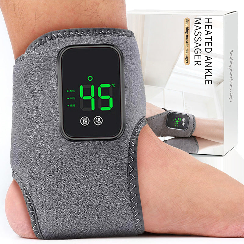 Heated Ankle Massager with LED Display | Electric Soothing Muscle Massager Wrap | Vibration & Heat Therapy for Ankle Pain Relief