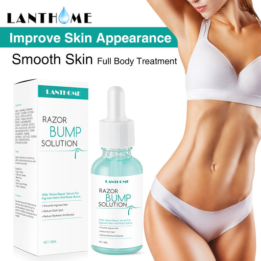 Lanthome Razor Bump Solution Serum 30ml - After Shave Repair Serum for Ingrown Hairs & Razor Burns - Prevents Bumps, Reduces Dark Spots & Redness - Full Body Smooth Skin Treatment