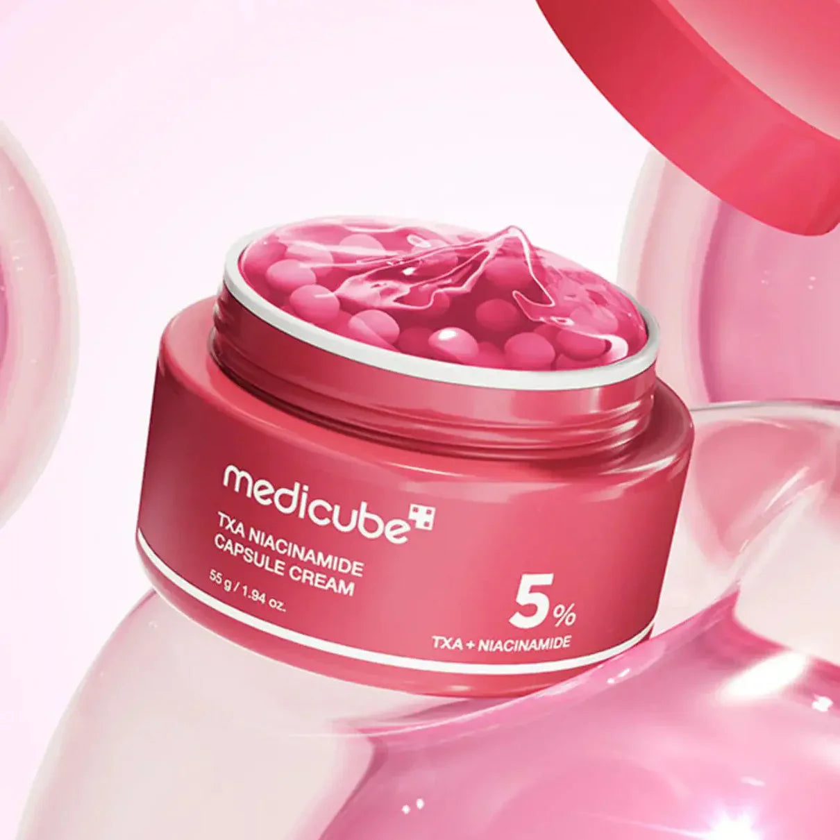 Medicube Capsule Cream Set of 4, Korean Hyaluronic Collagen Vitamin C TXA Niacinamide Face Moisturizer Bundle, Anti Aging Brightening Pore Tightening K-Beauty Skincare Gift