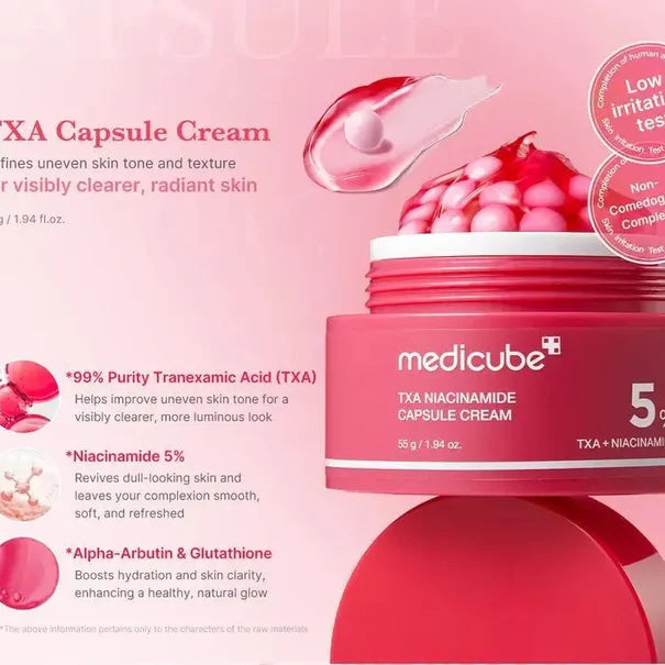 Medicube Capsule Cream Set of 4, Korean Hyaluronic Collagen Vitamin C TXA Niacinamide Face Moisturizer Bundle, Anti Aging Brightening Pore Tightening K-Beauty Skincare Gift