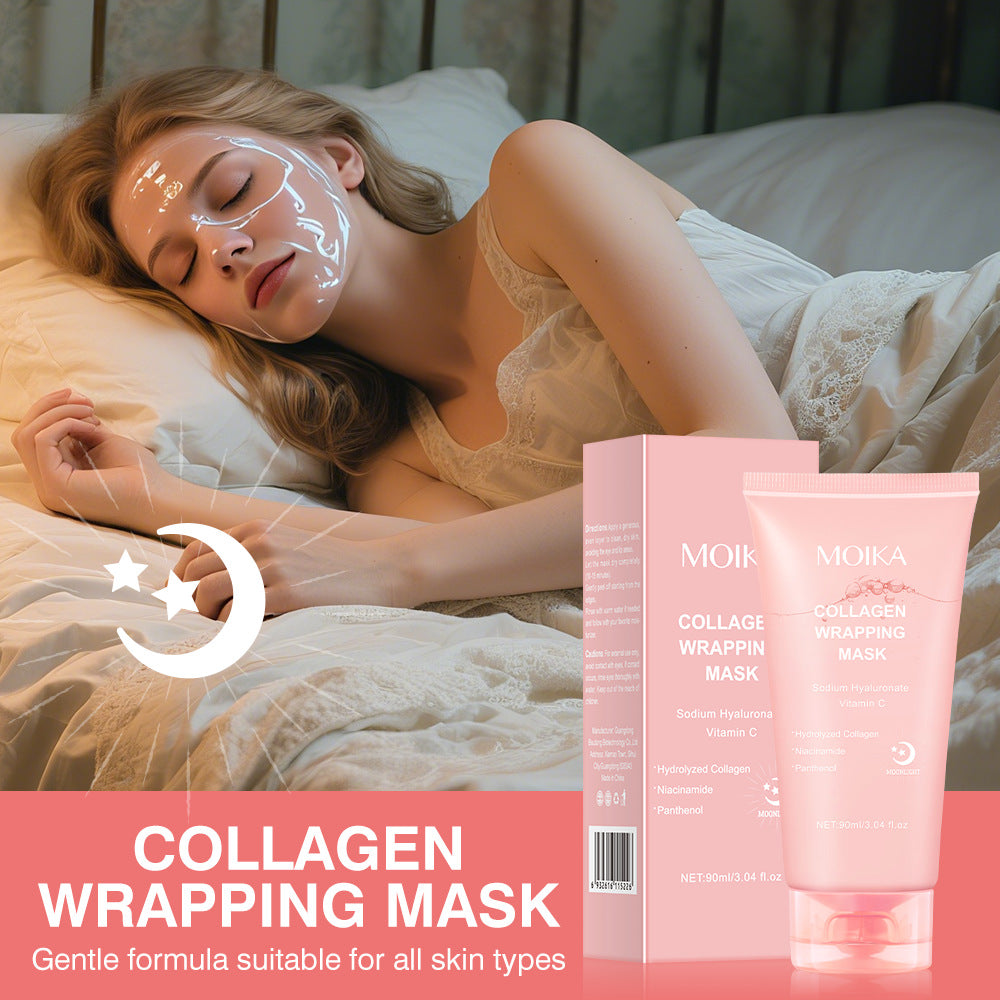 MOIKA Collagen Wrapping Mask | Hyaluronic Acid Vitamin C Niacinamide Sleeping Face Mask | Anti-Aging Brightening Night Mask 90ml