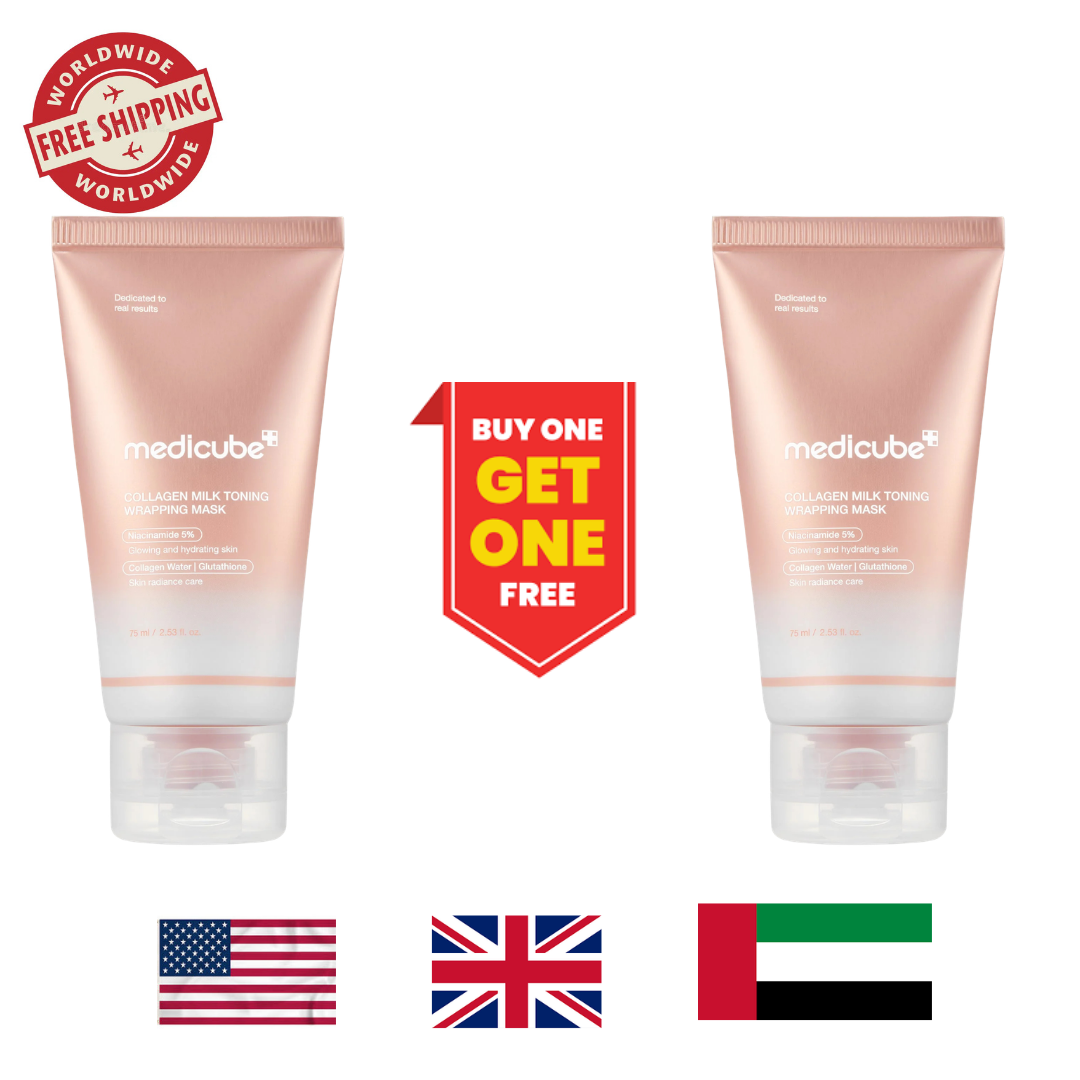 Medicube Collagen Milk Toning Wrapping Mask Buy One Get One Free | Niacinamide 5% Korean Skin Care Glow Mask