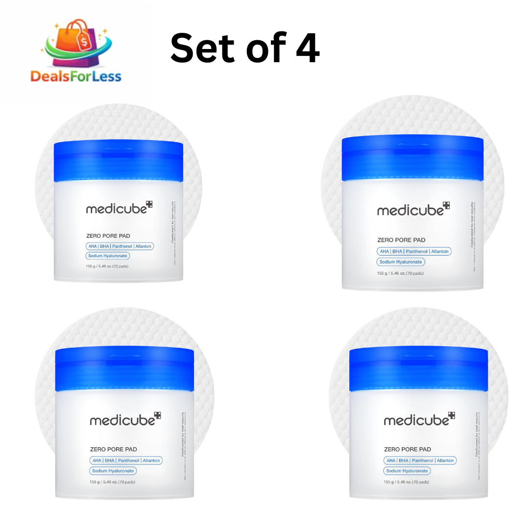 Medicube Zero Pore Pad Set of 4 | AHA BHA Panthenol Allantoin & Sodium Hyaluronate | Deep Pore Exfoliating Korean Toner Pads 70 Pads x 4 (280 Pads Total)
