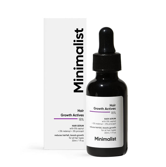 Minimalist Hair Growth Actives 18% Serum | 5% Capixyl + 3% Redensyl + 3% Procapil | Reduces Hairfall & Boosts Growth | 30ml