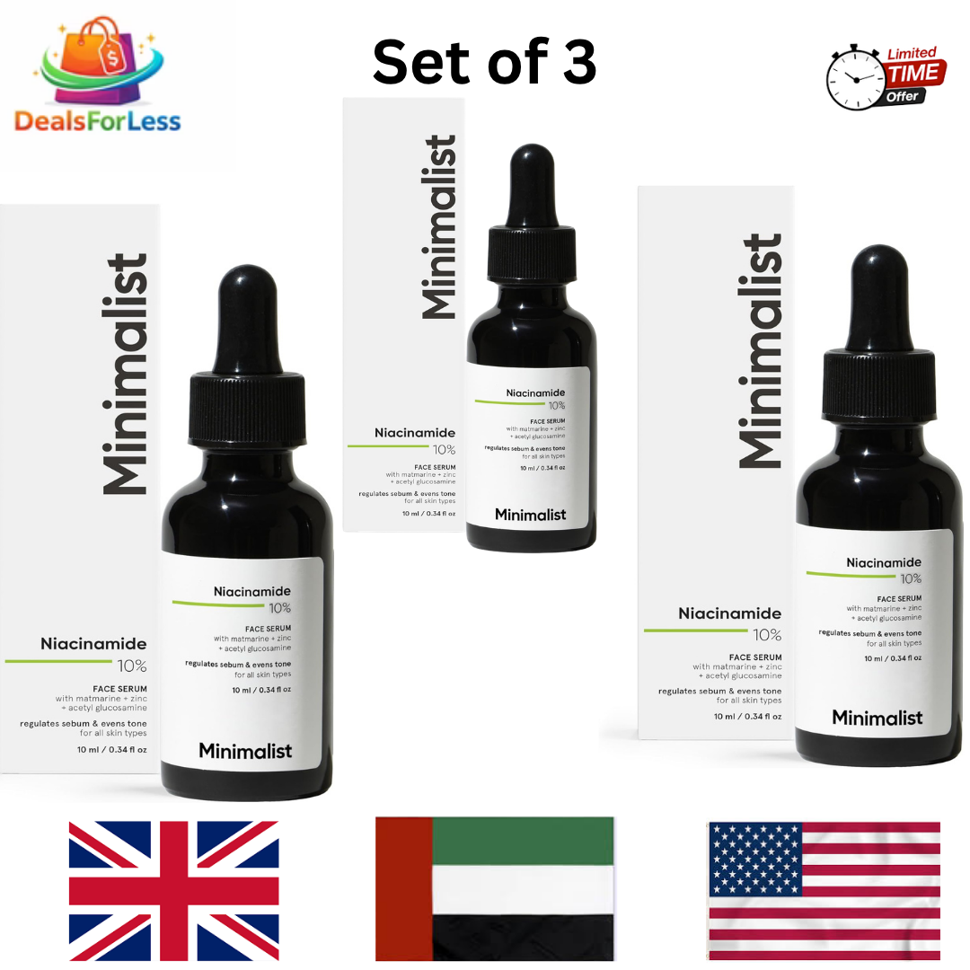 Minimalist Niacinamide 10% Face Serum Set of 3 | Regulates Sebum & Evens Skin Tone | 10ml