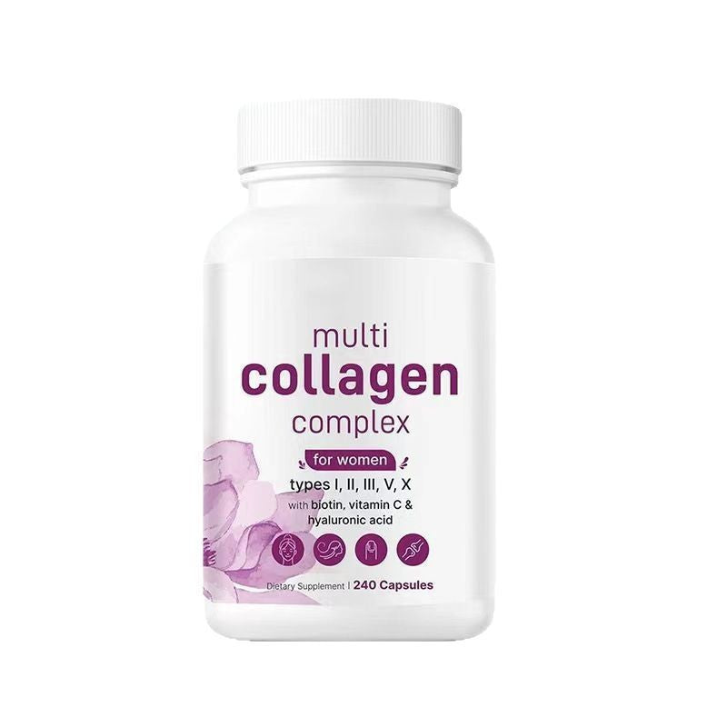 Multi Collagen Complex for Women | Types I II III V X with Biotin Vitamin C & Hyaluronic Acid Anti-Aging Hair Skin Nails & Joints – 240 Capsules
