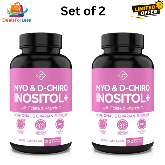 Myo & D-Chiro Inositol+ Set of 2 | Folate & Vitamin D | Hormonal & Ovarian Support | 120 Veggie Caps