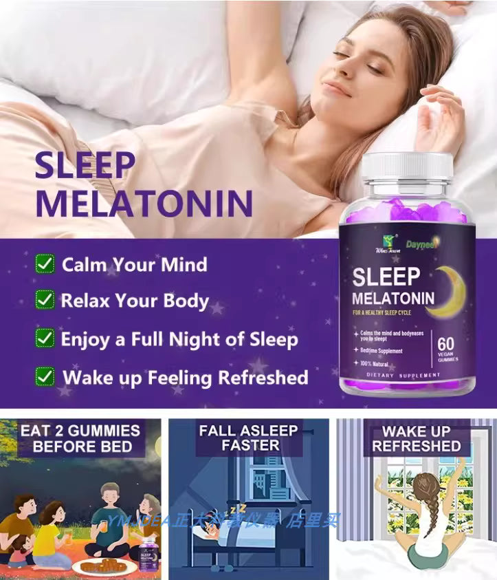 Winstown Daynee Sleep Melatonin Gummies 3-Pack – 60 Vegan Gummies x3 | 100% Natural Bedtime Supplement for Healthy Sleep Cycle | Calms Mind & Body