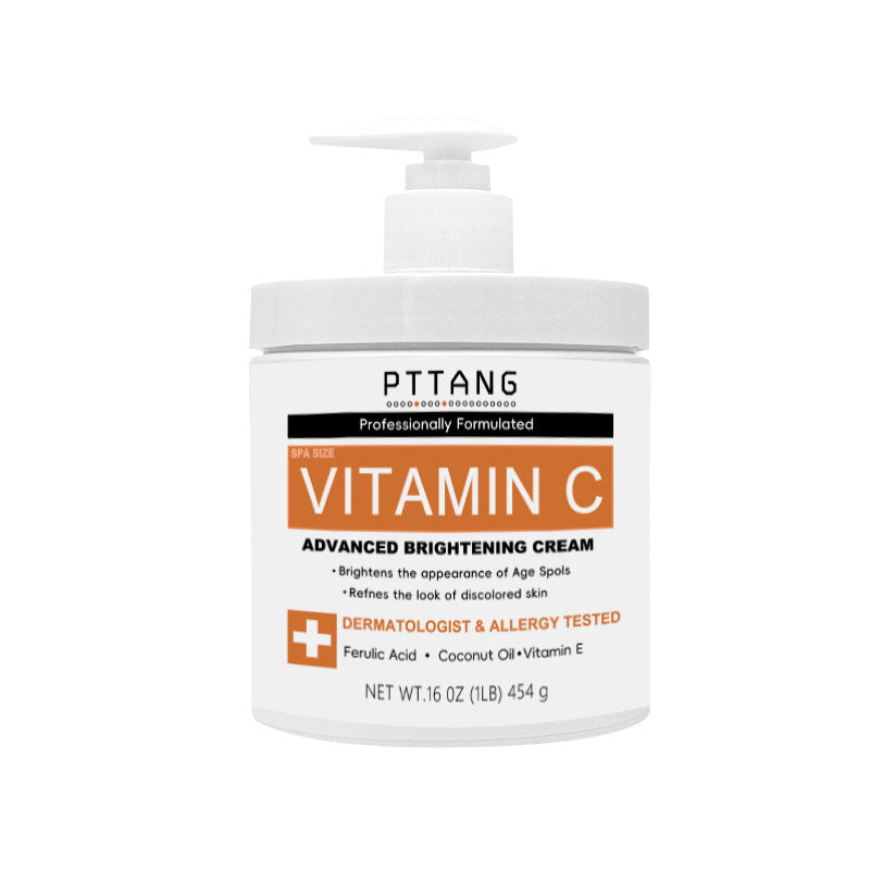 PTTANG Vitamin C Advanced Brightening Cream | Ferulic Acid Coconut Oil & Vitamin E Age Spot & Discoloration Corrector | Dermatologist & Allergy Tested Spa Size 16oz