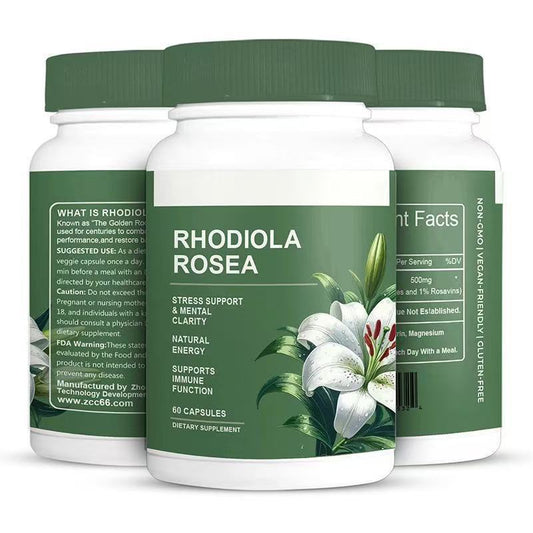 Rhodiola Rosea 500mg Capsules | Stress Support & Mental Clarity Supplement | Natural Energy & Immune Function | 60 Veggie Capsules
