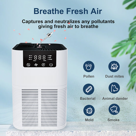 Smart Air Purifier with PM2.5 Display & LED Panel | HEPA Filter Home Air Cleaner Sleep Auto Mode Timer