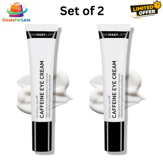 The Inkey List Caffeine Eye Cream 15ml - Reduces Appearance of Tired Eyes, Puffiness & Dark Circles - Lightweight Under Eye Treatment - Set of 2 Value Pack