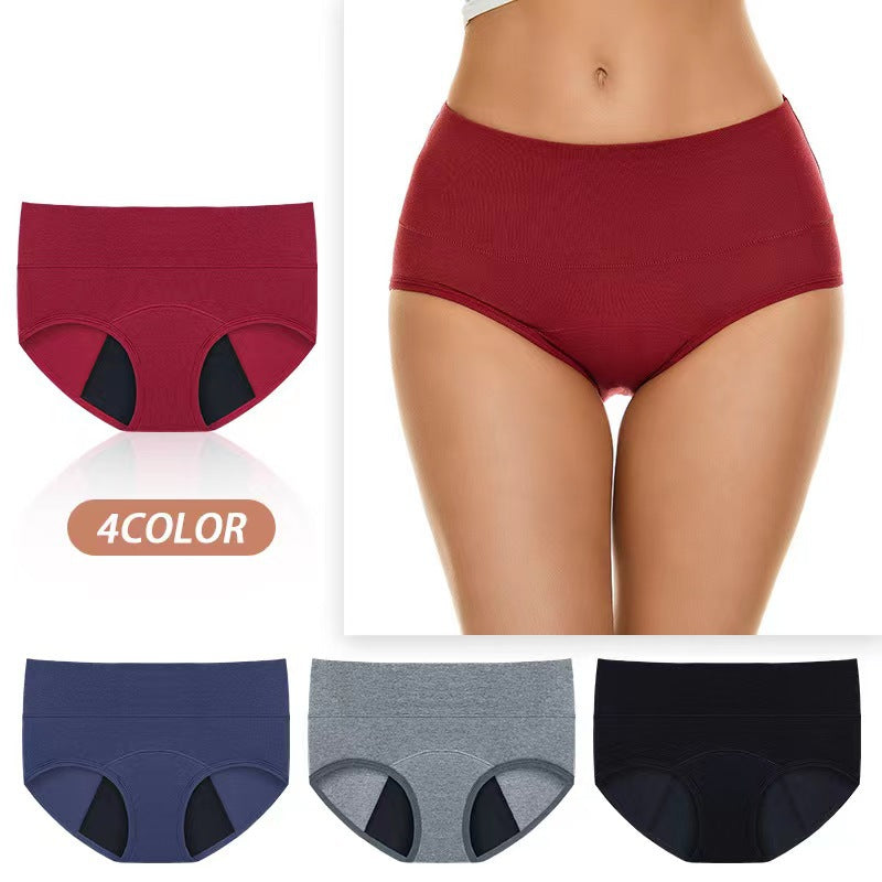Women's High Waist Period Underwear | Leak-Proof Menstrual Briefs | 4 Colors | Cotton Comfort