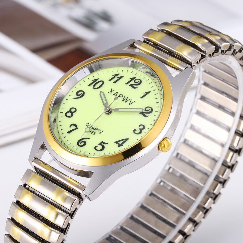 XAPWV Women's Luminous Dial Stretch Watch | Silver Elastic Bracelet Easy Fit Classic Quartz Timepiece