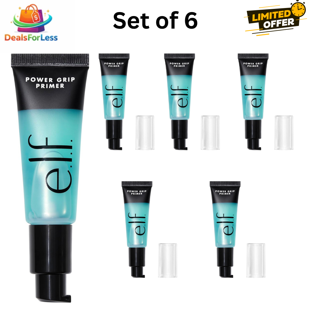 e.l.f. Power Grip Primer Set of 6 | Hydrating Makeup Primer for Long Lasting Foundation Grip & Smooth Skin