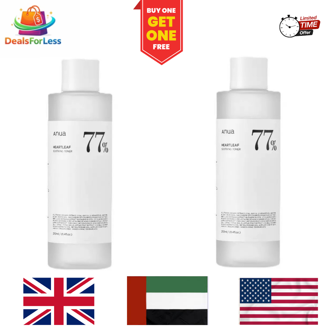 Anua Heartleaf 77% beruhigendes Gesichtswasser – 2 für 1 | Koreanisches beruhigendes Gesichtswasser 250 ml | DealsForLess 