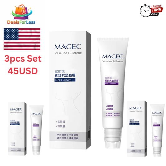 MAGEC Vaseline Fullerene Neck Cream 3pcs Set – Anti-Wrinkle Firming Neck Tightening Cream with Niacinamide | Moisturizing Skin Smoothing Formula | USA Seller
