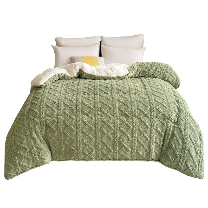 Double-Sided Fleece Blanket | Soft Taffeta & Thickened Lambswool Warm Throw Blanket for Bed & Sofa