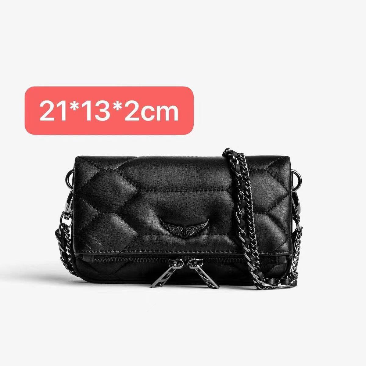 Zadig & Voltaire White Leather Crossbody Bag - Rock Nano Bag with Wings & Chain Strap | Designer Clutch with Tassel