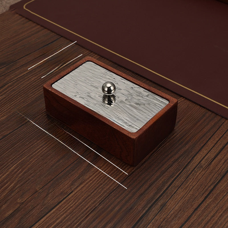 Gold & Walnut Wood Desk Organizer Set | Business Card Holder & Pen Cup | Luxury Office Accessories | Modern Minimalist Desktop Organizer