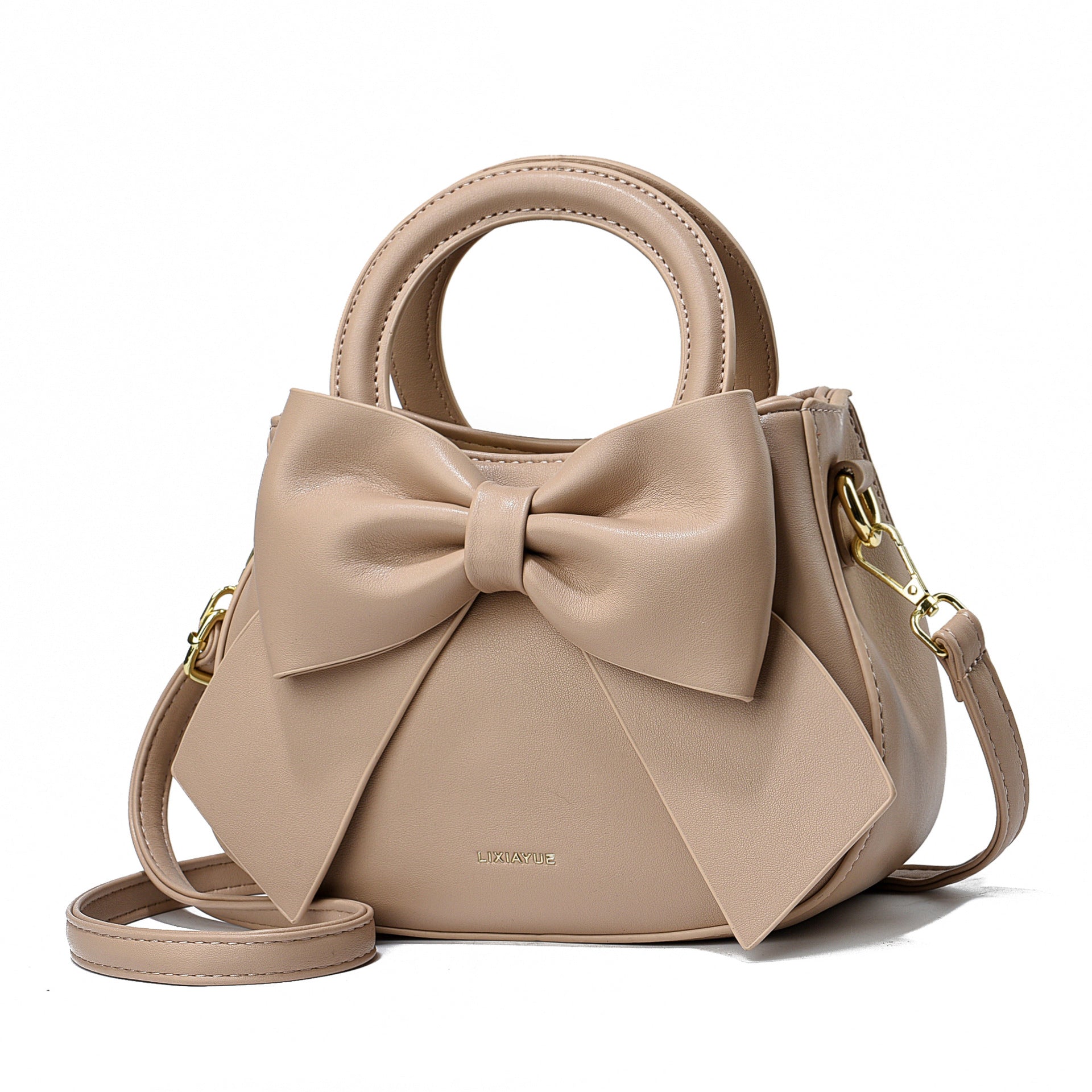 White Leather Handbag with Large Bow Detail | Small Elegant Crossbody Bag