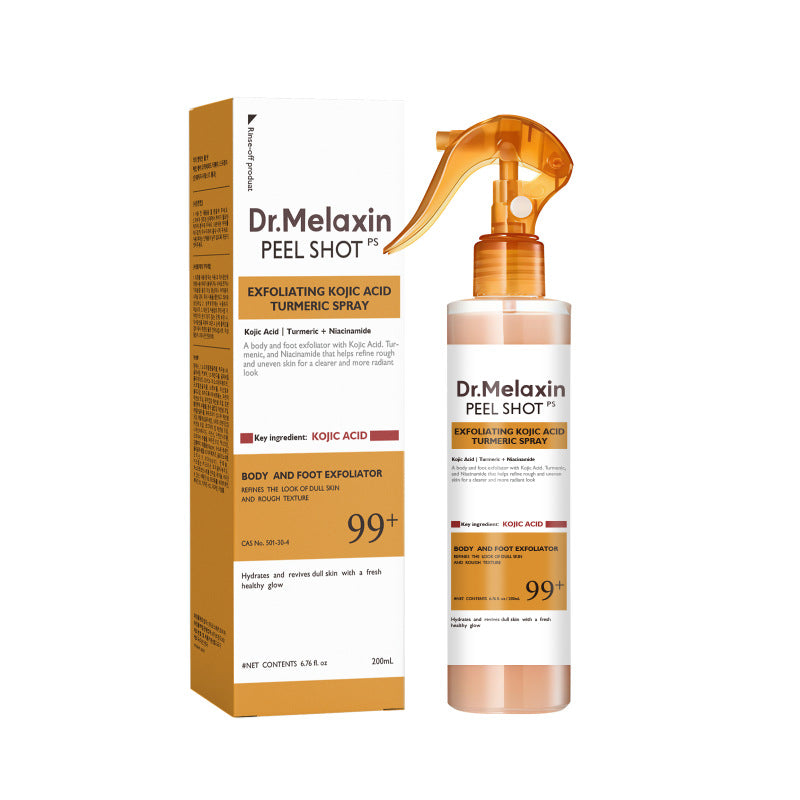 Dr. Melaxin Peel Shot Exfoliating Kojic Acid Turmeric Spray 200ml | Body & Foot Exfoliator with Niacinamide | Dull Skin Brightening Spray