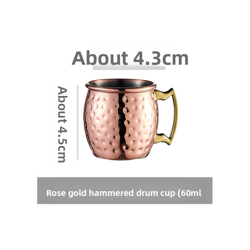 Hammered Moscow Mule Mug | Copper Rose Gold & Black Stainless Steel Cocktail Cup | Premium Bar Drinkware for Home & Party