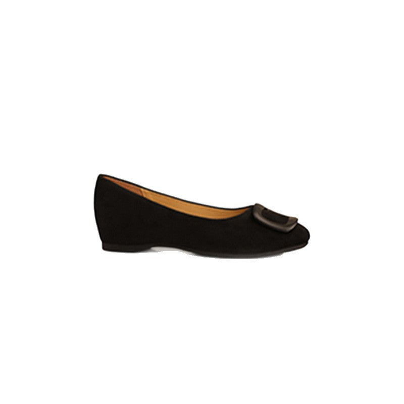 Ballerine scamosciate a punta quadrata con fibbia quadrata | Ballerine slip-on da donna