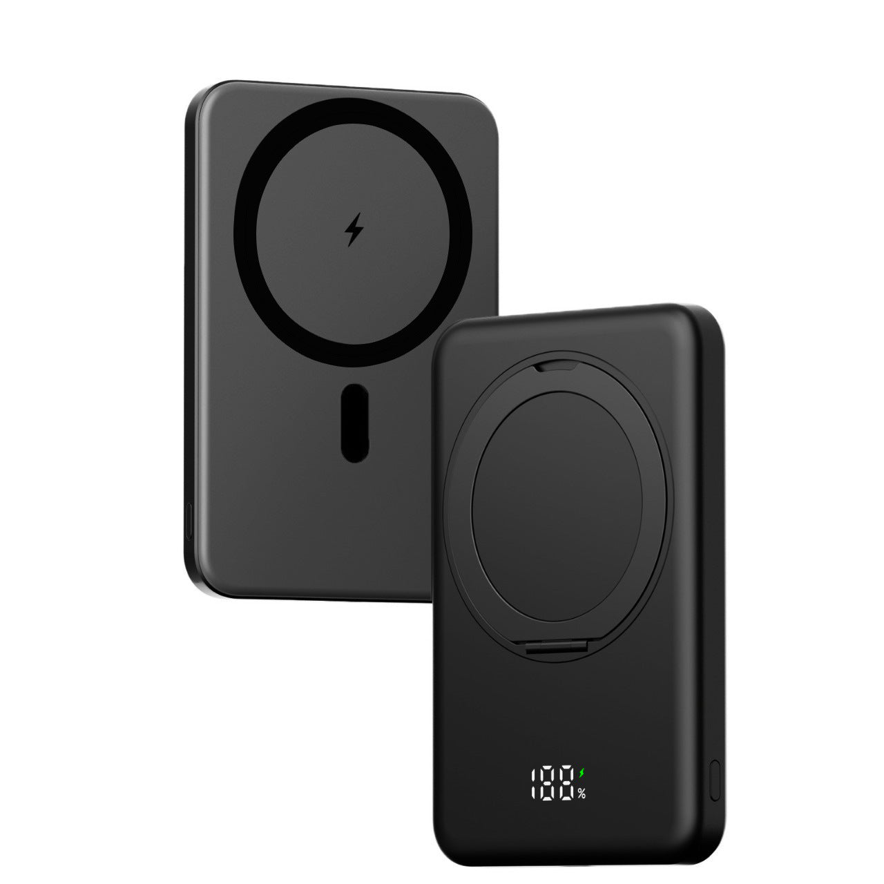 Magnetic Wireless Charging Power Bank with Kickstand & Ring Holder | MagSafe Compatible Portable Charger for iPhone