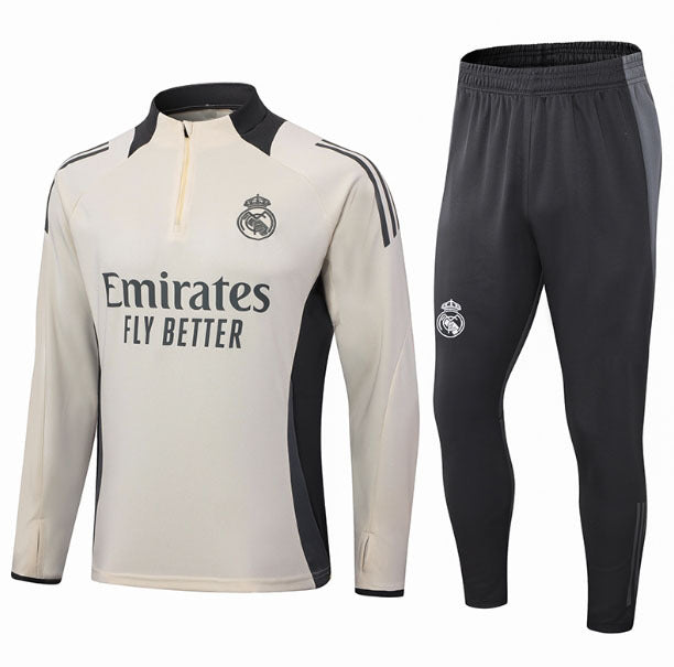Tuta da Allenamento Real Madrid 2024 – Set Completo Adidas Nero & Oro | Emirates Fly Better