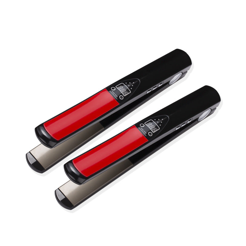 Dual-Purpose 2-in-1 Straight & Curl Flat Iron | Constant Temperature Hair Care Black Red LCD Display | Professional Corded Ceramic Plate Hair Straightener Curler for Women