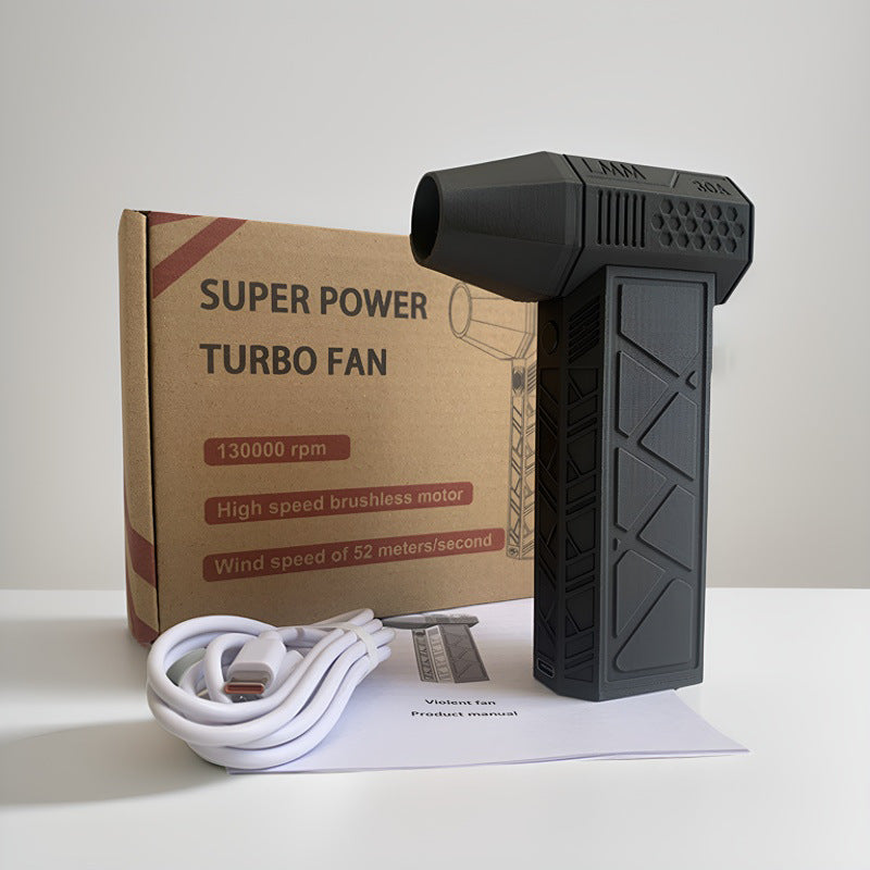 Portable Handheld Turbo Fan 52m/s | 200W Brushless Motor Cordless Air Blower | 15W Fast Charge Wireless Jet Fan