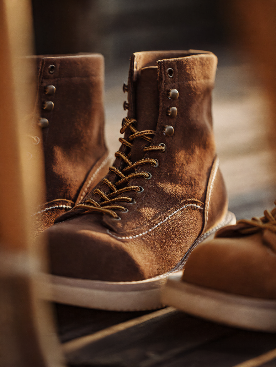 Maden Heritage Men's Suede Lace-Up Ankle Boots - Rugged Moc Toe Work Boot with Thick Rubber Sole & Vintage Style